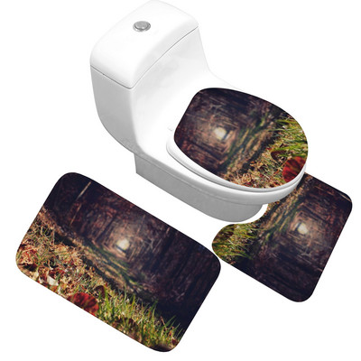 Prostirka za kupaonicu u stilu prirodnog krajolika Od mikrovlakana Navlaka za WC školjku Set kupaonskih tepiha Neklizajuća prostirka za noge Komplet upijajućih WC prostirki
