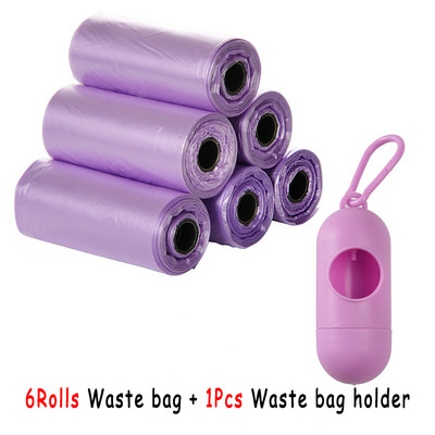 Mājdzīvnieku izkārnījumu maisiņu dozators suņu atkritumu maisu turētājs Plastmasas atkritumu maiss ar klipsi un maisu dozatoru 6 rullīšu atkritumu maisi