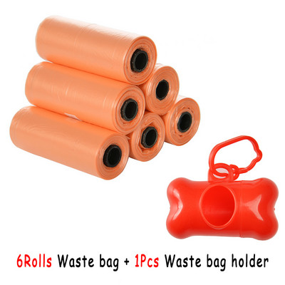 Mājdzīvnieku izkārnījumu maisiņu dozators suņu atkritumu maisu turētājs Plastmasas atkritumu maiss ar klipsi un maisu dozatoru 6 rullīšu atkritumu maisi