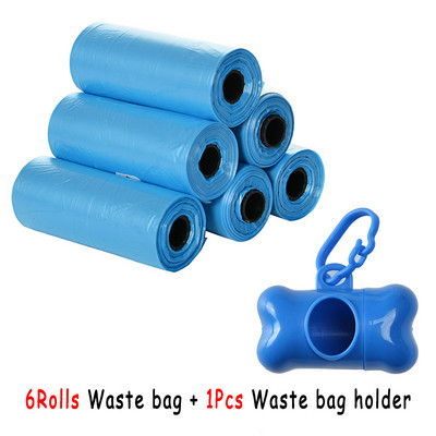 Mājdzīvnieku izkārnījumu maisiņu dozators suņu atkritumu maisu turētājs Plastmasas atkritumu maiss ar klipsi un maisu dozatoru 6 rullīšu atkritumu maisi