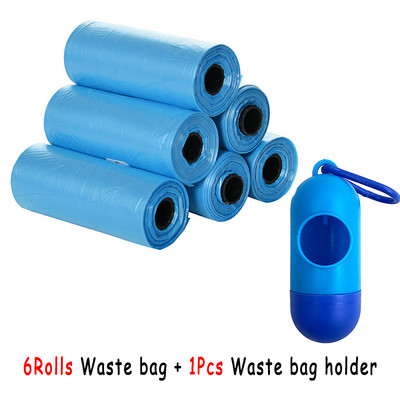 Mājdzīvnieku izkārnījumu maisiņu dozators suņu atkritumu maisu turētājs Plastmasas atkritumu maiss ar klipsi un maisu dozatoru 6 rullīšu atkritumu maisi
