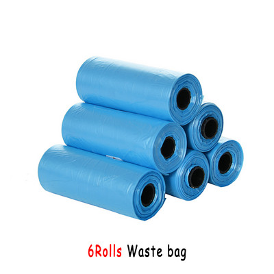 Mājdzīvnieku izkārnījumu maisiņu dozators suņu atkritumu maisu turētājs Plastmasas atkritumu maiss ar klipsi un maisu dozatoru 6 rullīšu atkritumu maisi