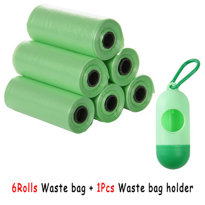 Mājdzīvnieku izkārnījumu maisiņu dozators suņu atkritumu maisu turētājs Plastmasas atkritumu maiss ar klipsi un maisu dozatoru 6 rullīšu atkritumu maisi