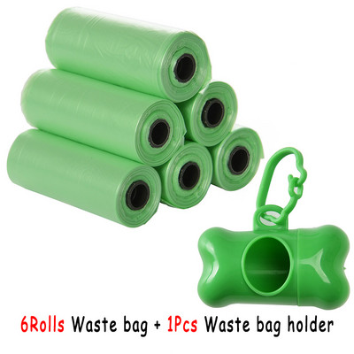 Mājdzīvnieku izkārnījumu maisiņu dozators suņu atkritumu maisu turētājs Plastmasas atkritumu maiss ar klipsi un maisu dozatoru 6 rullīšu atkritumu maisi