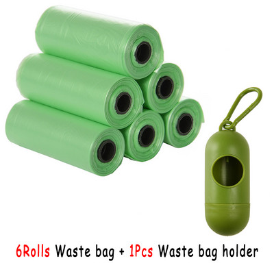 Mājdzīvnieku izkārnījumu maisiņu dozators suņu atkritumu maisu turētājs Plastmasas atkritumu maiss ar klipsi un maisu dozatoru 6 rullīšu atkritumu maisi