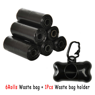 Mājdzīvnieku izkārnījumu maisiņu dozators suņu atkritumu maisu turētājs Plastmasas atkritumu maiss ar klipsi un maisu dozatoru 6 rullīšu atkritumu maisi