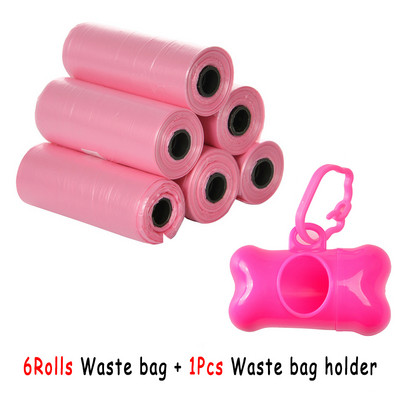 Mājdzīvnieku izkārnījumu maisiņu dozators suņu atkritumu maisu turētājs Plastmasas atkritumu maiss ar klipsi un maisu dozatoru 6 rullīšu atkritumu maisi
