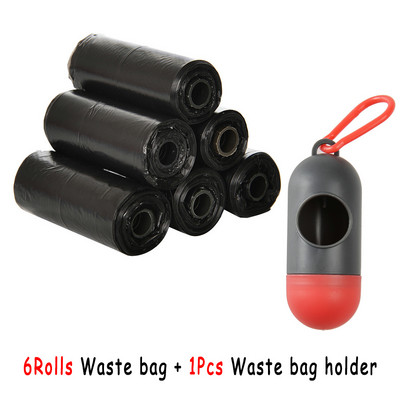 Mājdzīvnieku izkārnījumu maisiņu dozators suņu atkritumu maisu turētājs Plastmasas atkritumu maiss ar klipsi un maisu dozatoru 6 rullīšu atkritumu maisi