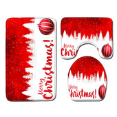 Zeegle Set prostirki za kupaonicu od 3 komada Merry Christmas Mat za dekoraciju WC-a Protuklizna prostirka za kupaonicu Podna prostirka periva WC prostirka Poklopac WC školjke