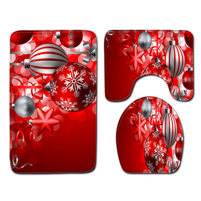 Zeegle Set prostirki za kupaonicu od 3 komada Merry Christmas Mat za dekoraciju WC-a Protuklizna prostirka za kupaonicu Podna prostirka periva WC prostirka Poklopac WC školjke