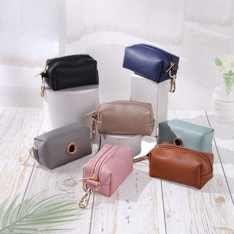 Suņu izkārnījumu maisiņu turētājs Suņu mājdzīvnieku ceļojumi āra pārnēsājams suņu atkritumu maisa dozators Ādas suņu kaku maisiņu dozators Roll Clean Eco Bag