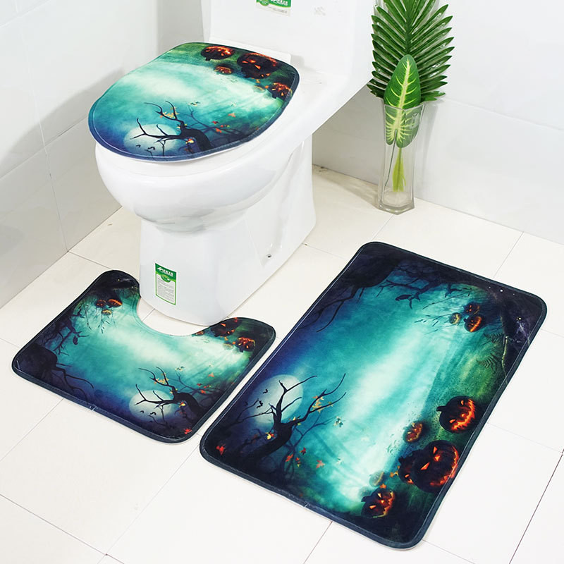Zeegle Halloween prostirka za kupaonicu 3kom/set Kupaonski tepih Podloga za noge Protuklizna prostirka za WC prostirke za kupaonicu Upijajuće kupaonske podne prostirke