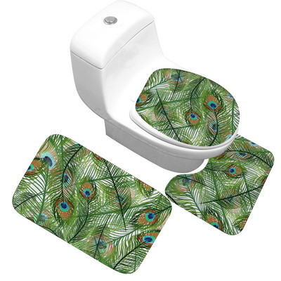 Zeegle set kupaonskih prostirača od 3 komada protiv klizanja, postolje za WC školjku, poklopac za WC školjku, podloga za noge, flanelska mekana upijajuća podloga za kupaonske noge