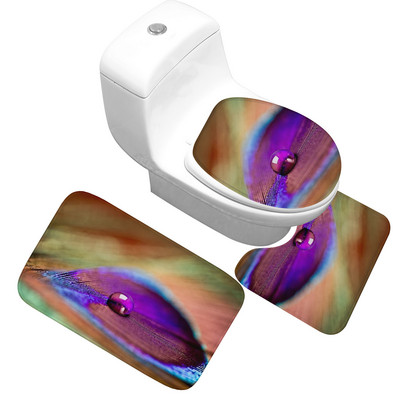 Zeegle set kupaonskih prostirača od 3 komada protiv klizanja, postolje za WC školjku, poklopac za WC školjku, podloga za noge, flanelska mekana upijajuća podloga za kupaonske noge