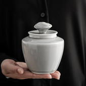 Urna za kućne ljubimce, urna za životinje, kremiranje, spremnici za pohranu otporni na vlagu, celadon ledeno siva glazura travnato siva, mačja urna, urna za psa, komemorativni