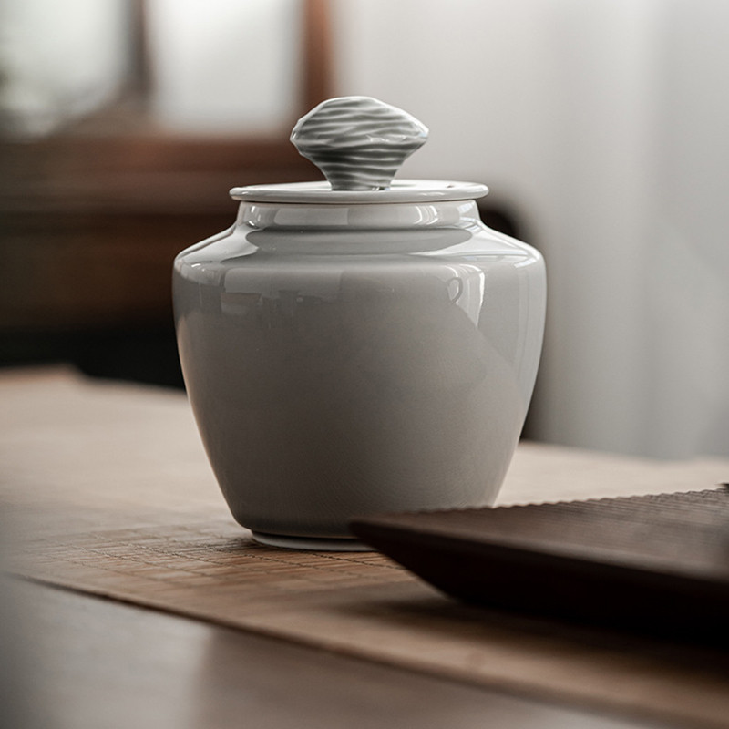 Urna za kućne ljubimce, urna za životinje, kremiranje, spremnici za pohranu otporni na vlagu, celadon ledeno siva glazura travnato siva, mačja urna, urna za psa, komemorativni