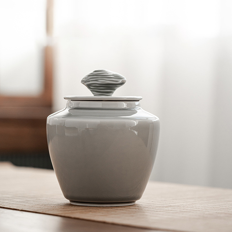 Urna za kućne ljubimce, urna za životinje, kremiranje, spremnici za pohranu otporni na vlagu, celadon ledeno siva glazura travnato siva, mačja urna, urna za psa, komemorativni