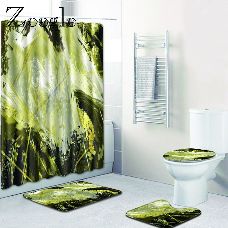 Zeegle otisnute kupaonske prostirke i tepisi Tepih za tuširanje Vodoupijajuća prostirka za kupaonicu Neklizajuće prostirke za kupaonicu Mekana toaletna prostirka Set od 4 komada