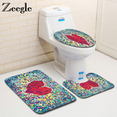 Zeegle Valentine's 3 dab./komplekts paklājiņi vannas istabai un tualetei Mazgājami tualetes vannas paklājiņi Pretslīdes vannas istabas paklāji Grīdas paklāji