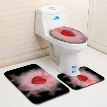 Zeegle Valentine\'s 3Piece/комплект постелки за баня и тоалетна Миещи се тоалетни комплект постелки за баня Противоплъзгащи се килими за баня Подложки