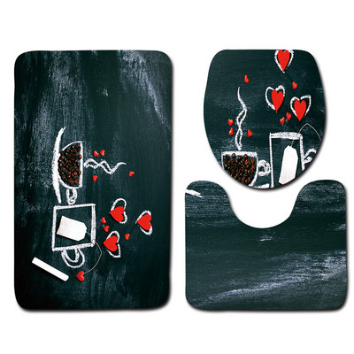 Zeegle Valentine's 3 dab./komplekts paklājiņi vannas istabai un tualetei Mazgājami tualetes vannas paklājiņi Pretslīdes vannas istabas paklāji Grīdas paklāji