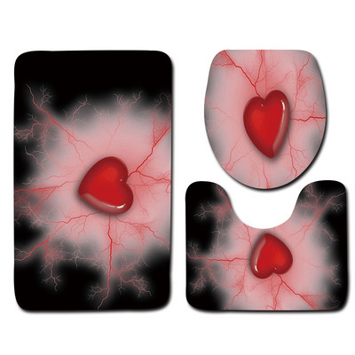 Zeegle Valentine's 3 dab./komplekts paklājiņi vannas istabai un tualetei Mazgājami tualetes vannas paklājiņi Pretslīdes vannas istabas paklāji Grīdas paklāji