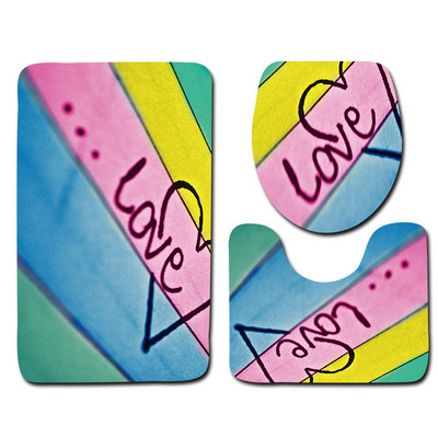 Zeegle Valentine's 3 dab./komplekts paklājiņi vannas istabai un tualetei Mazgājami tualetes vannas paklājiņi Pretslīdes vannas istabas paklāji Grīdas paklāji