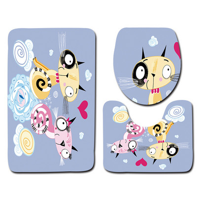 Zeegle Valentine's 3 dab./komplekts paklājiņi vannas istabai un tualetei Mazgājami tualetes vannas paklājiņi Pretslīdes vannas istabas paklāji Grīdas paklāji