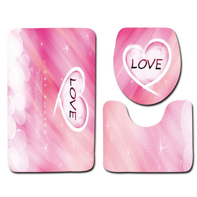 Zeegle Valentine's 3 dab./komplekts paklājiņi vannas istabai un tualetei Mazgājami tualetes vannas paklājiņi Pretslīdes vannas istabas paklāji Grīdas paklāji