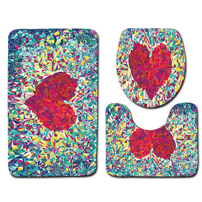 Zeegle Valentine's 3 dab./komplekts paklājiņi vannas istabai un tualetei Mazgājami tualetes vannas paklājiņi Pretslīdes vannas istabas paklāji Grīdas paklāji