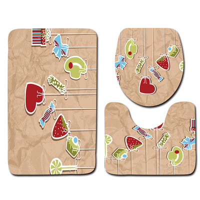 Zeegle Valentine's 3 dab./komplekts paklājiņi vannas istabai un tualetei Mazgājami tualetes vannas paklājiņi Pretslīdes vannas istabas paklāji Grīdas paklāji