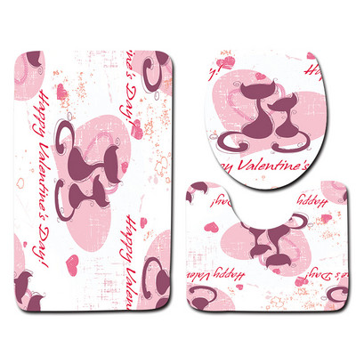 Zeegle Valentine's 3 dab./komplekts paklājiņi vannas istabai un tualetei Mazgājami tualetes vannas paklājiņi Pretslīdes vannas istabas paklāji Grīdas paklāji