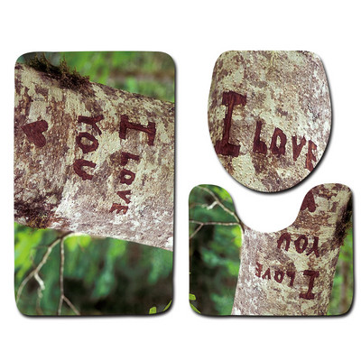 Zeegle Valentine's 3 dab./komplekts paklājiņi vannas istabai un tualetei Mazgājami tualetes vannas paklājiņi Pretslīdes vannas istabas paklāji Grīdas paklāji