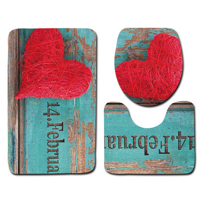 Zeegle Valentine's 3 dab./komplekts paklājiņi vannas istabai un tualetei Mazgājami tualetes vannas paklājiņi Pretslīdes vannas istabas paklāji Grīdas paklāji