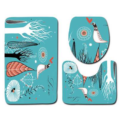 Zeegle Valentine's 3 dab./komplekts paklājiņi vannas istabai un tualetei Mazgājami tualetes vannas paklājiņi Pretslīdes vannas istabas paklāji Grīdas paklāji