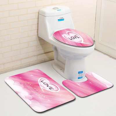 Zeegle Valentine's 3 dab./komplekts paklājiņi vannas istabai un tualetei Mazgājami tualetes vannas paklājiņi Pretslīdes vannas istabas paklāji Grīdas paklāji