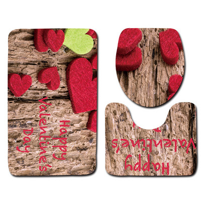 Zeegle Valentine's 3 dab./komplekts paklājiņi vannas istabai un tualetei Mazgājami tualetes vannas paklājiņi Pretslīdes vannas istabas paklāji Grīdas paklāji