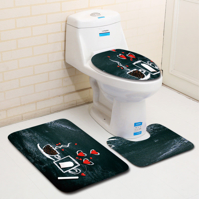 Zeegle Valentine's 3 dab./komplekts paklājiņi vannas istabai un tualetei Mazgājami tualetes vannas paklājiņi Pretslīdes vannas istabas paklāji Grīdas paklāji