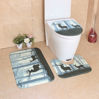 Set prostirki za kupaonicu Kupaonski tepih Otirač Prostirka za tuširanje Za kupaonicu Flanel Komplet kupaonskih prostirki WC prostirka Upijajuća kupaonska prostirka za noge