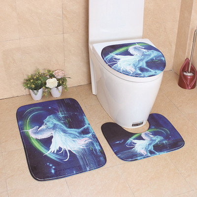 Set prostirki za kupaonicu Kupaonski tepih Otirač Prostirka za tuširanje Za kupaonicu Flanel Komplet kupaonskih prostirki WC prostirka Upijajuća kupaonska prostirka za noge