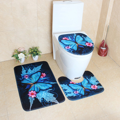 Set prostirki za kupaonicu Kupaonski tepih Otirač Prostirka za tuširanje Za kupaonicu Flanel Komplet kupaonskih prostirki WC prostirka Upijajuća kupaonska prostirka za noge