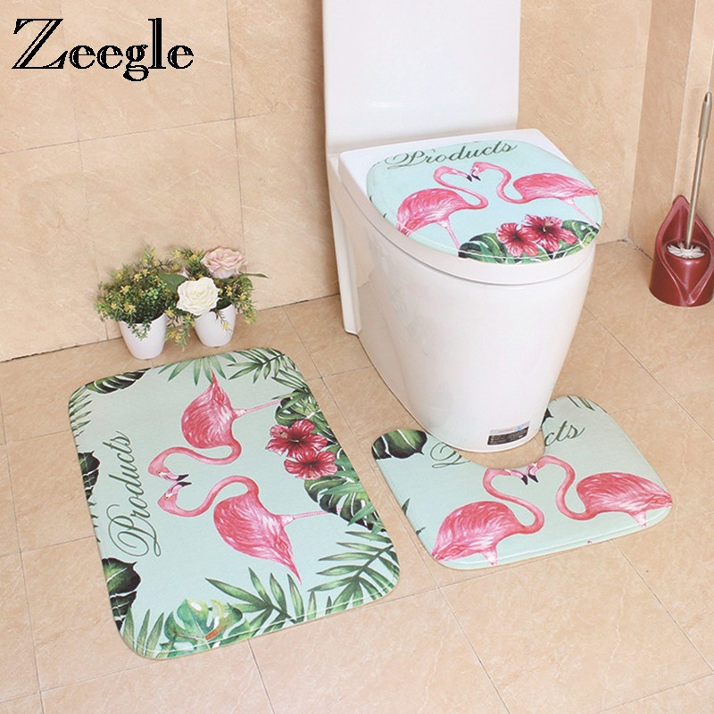 Set prostirki za kupaonicu Kupaonski tepih Otirač Prostirka za tuširanje Za kupaonicu Flanel Komplet kupaonskih prostirki WC prostirka Upijajuća kupaonska prostirka za noge