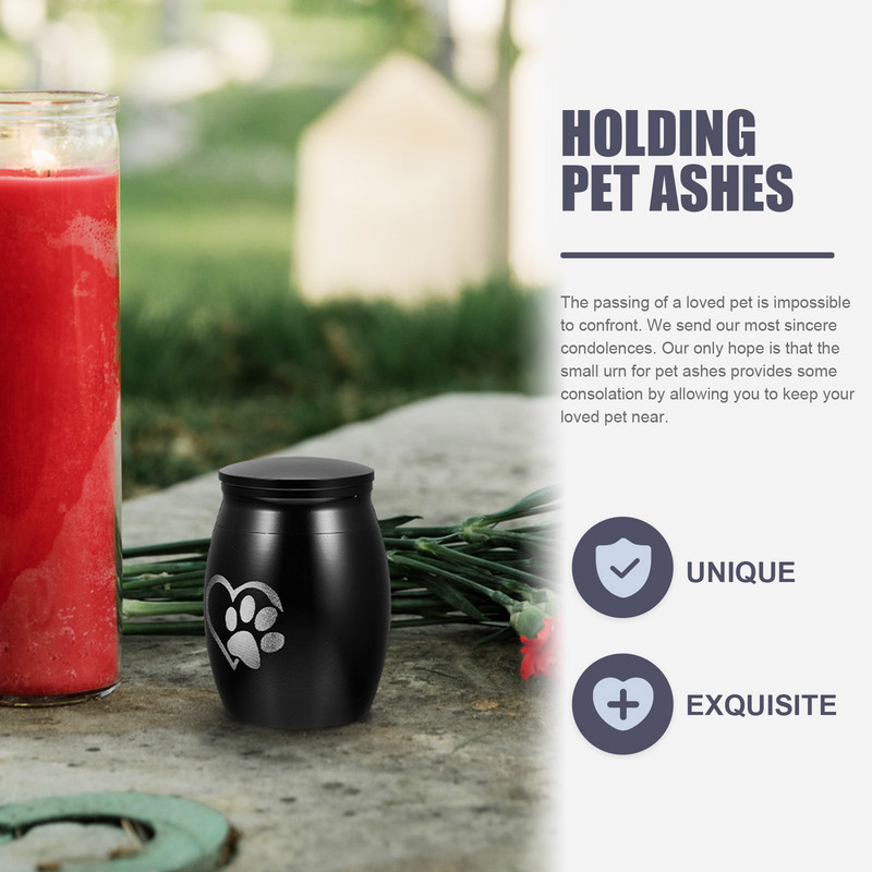 Urnas Urnas Mājdzīvnieku suns Kremācijas Kaķu piemiņas piemiņas kaste Suņi Dzīvnieki Kaķi Mini Ķepu apdruka Metāla tērauda nerūsējošā tērauda bēru turētājs