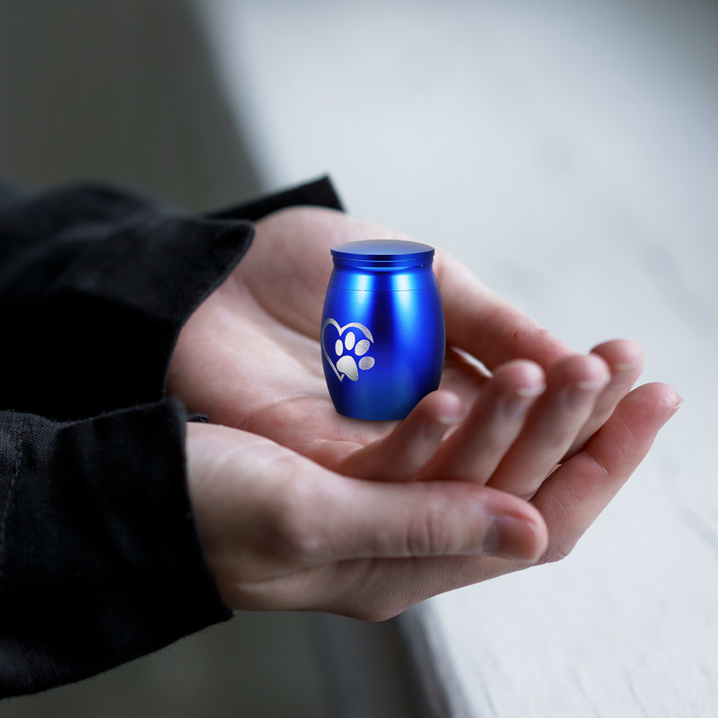 Urnas Urnas Mājdzīvnieku suns Kremācijas Kaķu piemiņas piemiņas kaste Suņi Dzīvnieki Kaķi Mini Ķepu apdruka Metāla tērauda nerūsējošā tērauda bēru turētājs