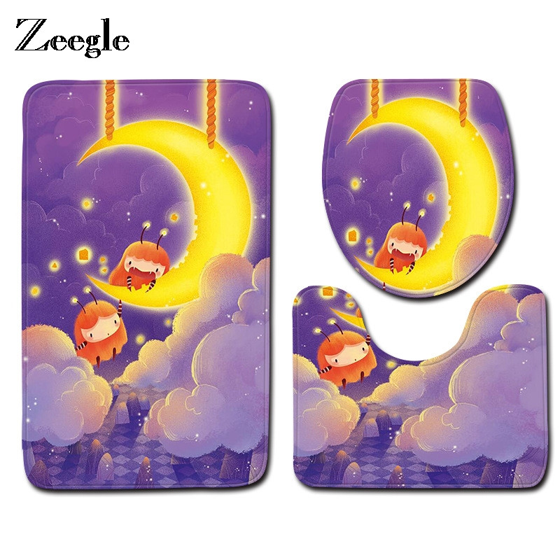 Zeegle karikatūras paklājiņš tualetei Vannas istabas paklāju komplekts Pretslīdes vannas paklāji Vannas istabas paklājiņš Absorbējošs vannas paklājiņš dušas paklājs grīdai