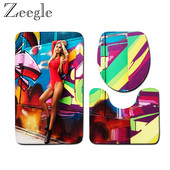 Otisnuta prostirka za kupaonicu za seksi žene, kupaonski tepih, neklizajuća navlaka za WC sjedalo, prostirka za kupaonicu, upijajuća memorijska pjena, kupaonska prostirka za tuš kabinu