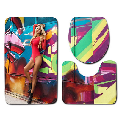 Otisnuta prostirka za kupaonicu za seksi žene, kupaonski tepih, neklizajuća navlaka za WC sjedalo, prostirka za kupaonicu, upijajuća memorijska pjena, kupaonska prostirka za tuš kabinu