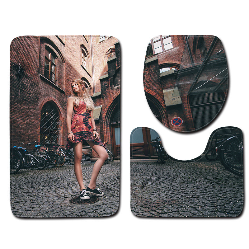 Otisnuta prostirka za kupaonicu za seksi žene, kupaonski tepih, neklizajuća navlaka za WC sjedalo, prostirka za kupaonicu, upijajuća memorijska pjena, kupaonska prostirka za tuš kabinu