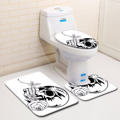 Suger Skull 3 kom Prostirka za kupaonicu Tepih za Noć vještica Kupaonska prostirka Protuklizna WC prostirka Set Navlaka za WC školjku Dodaci Božićni darovi