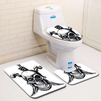 Suger Skull 3 kom Prostirka za kupaonicu Tepih za Noć vještica Kupaonska prostirka Protuklizna WC prostirka Set Navlaka za WC školjku Dodaci Božićni darovi